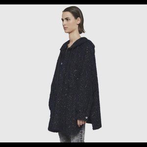 Faith Connexion European Oversized Unisex Blue Tweed Hooded Overshirt.
